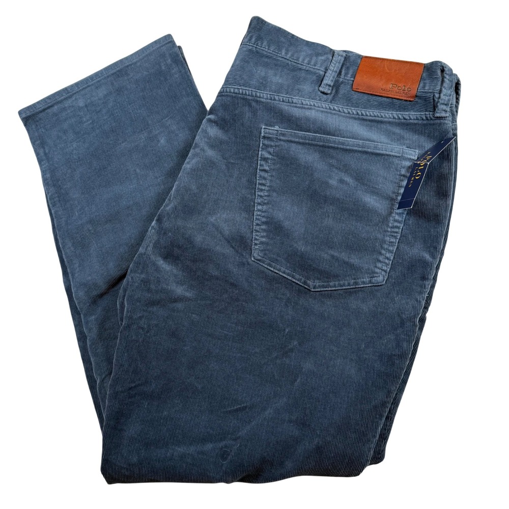 NEW Polo Ralph Lauren Pants Men 44x32 Blue Stretch Classic Fit Corduroy 5-Pocket